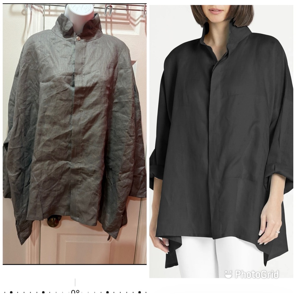 Planet by Lauren G Handkerchief Linen Signature Shirt Oversized Lagenlook OS